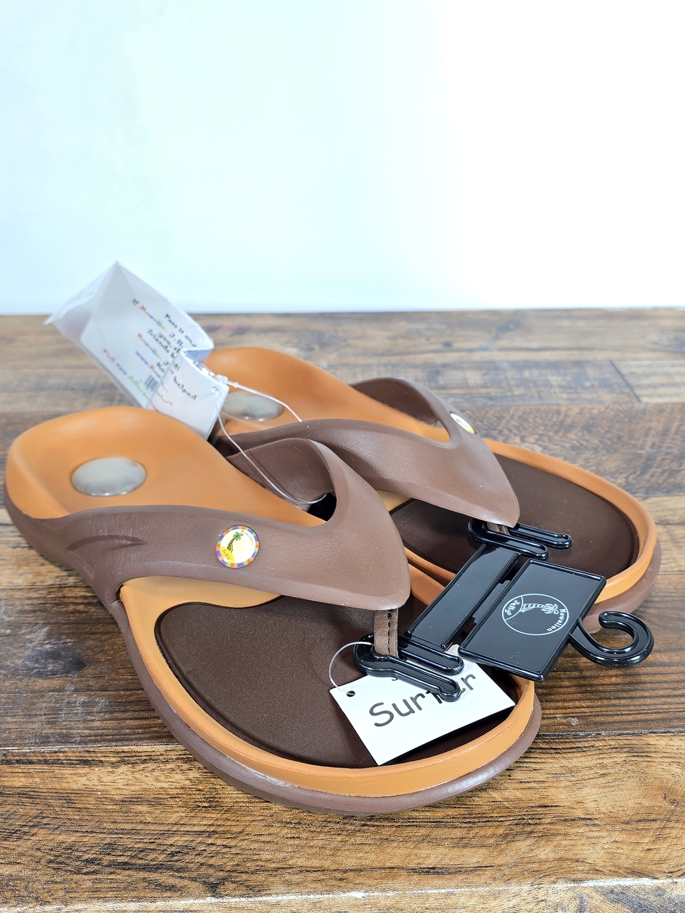 Men's Brown and Tan Men's Flip Flop Sandals Size 7